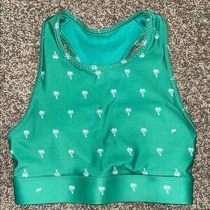 Fabletics Green Sports Bra with Palm Print-XS